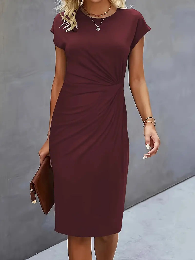 Damen Midi Kleid mit Vorderknoten Elegant