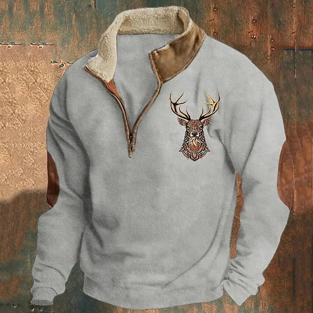 Herren Pullover Warm Viertelreißverschluss Bequem