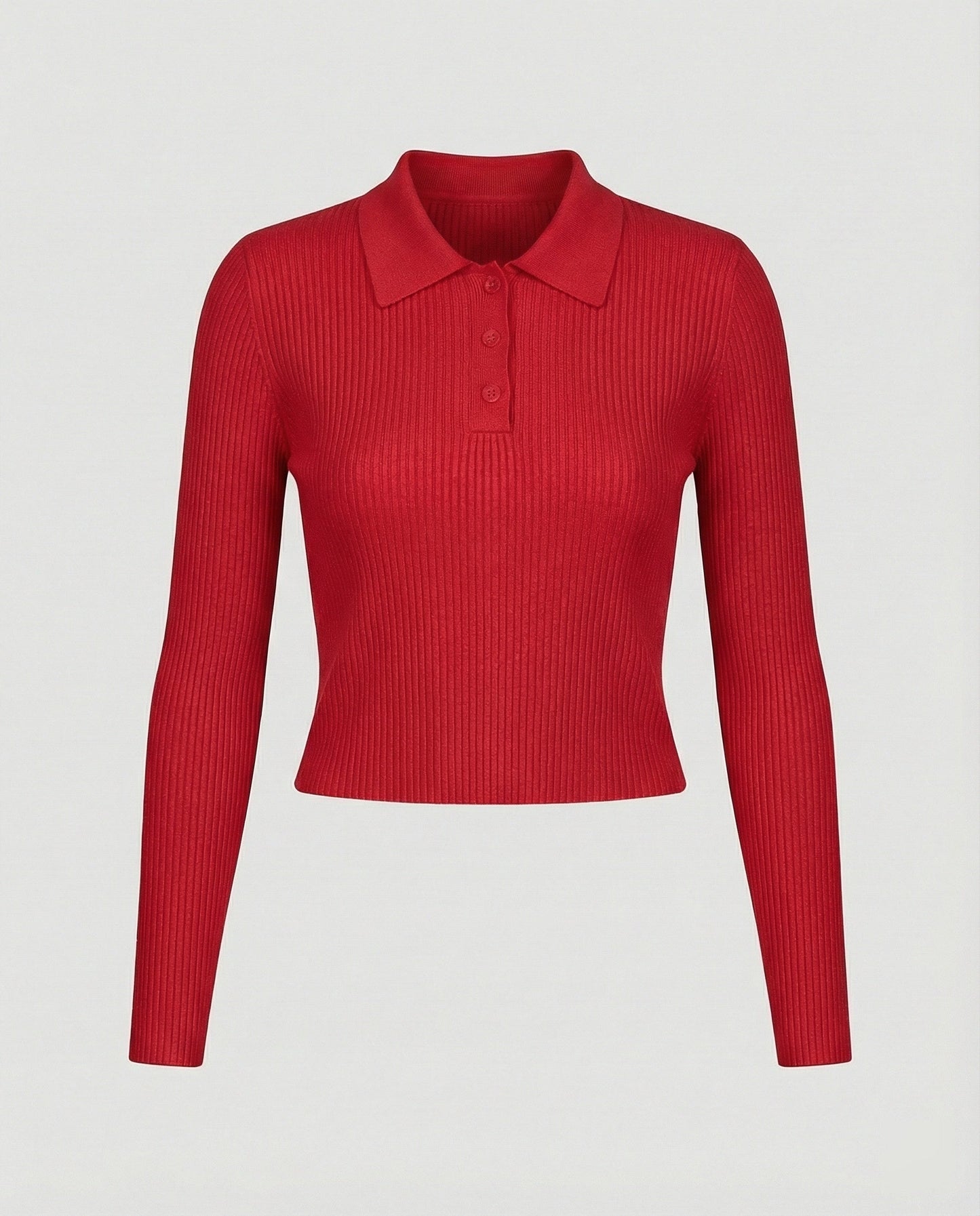 Damen Langarm Strickpullover Moderner Polokragen