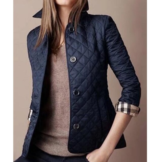 Damen Steppjacke Knöpfe Freizeitjacke