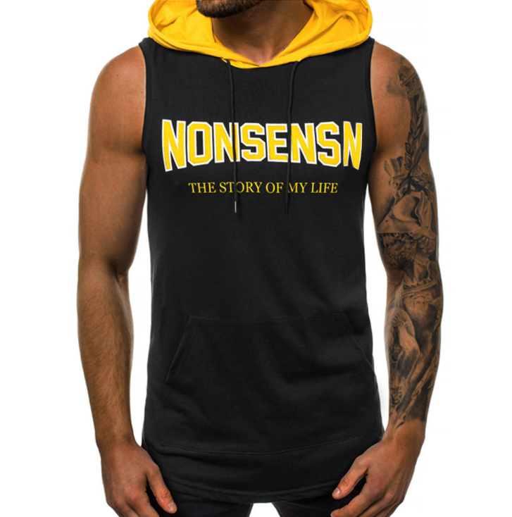 Herren Tanktop Ärmellos Sportshirt Kapuzenlos