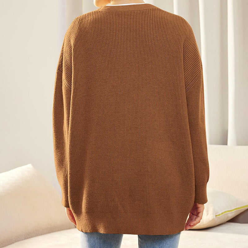 Damen Strickjacke Oversized Knöpfe Groß