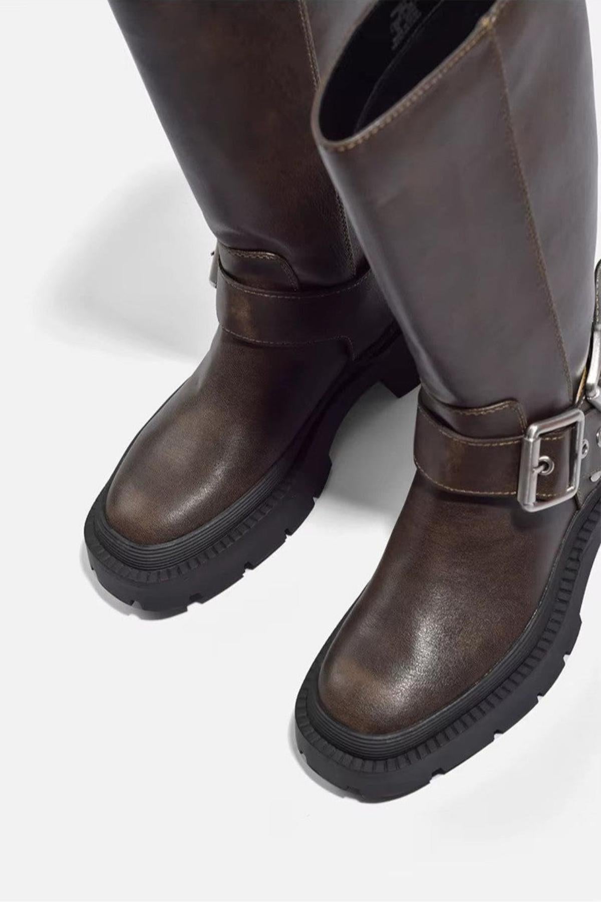 Damen Reitstiefel Robust Leder