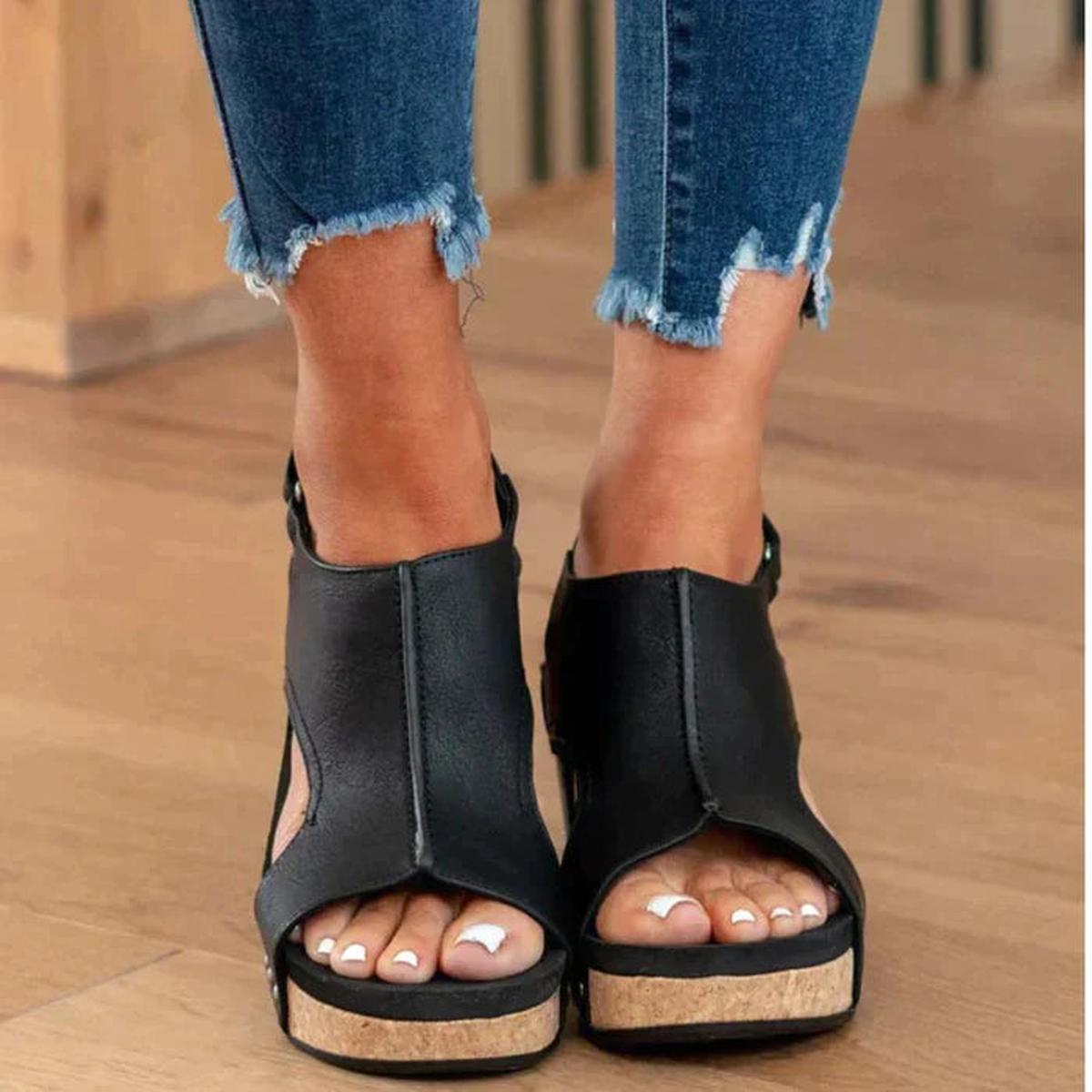 Damen Keilsandalen Offene Zehen Sandalen Schuhe