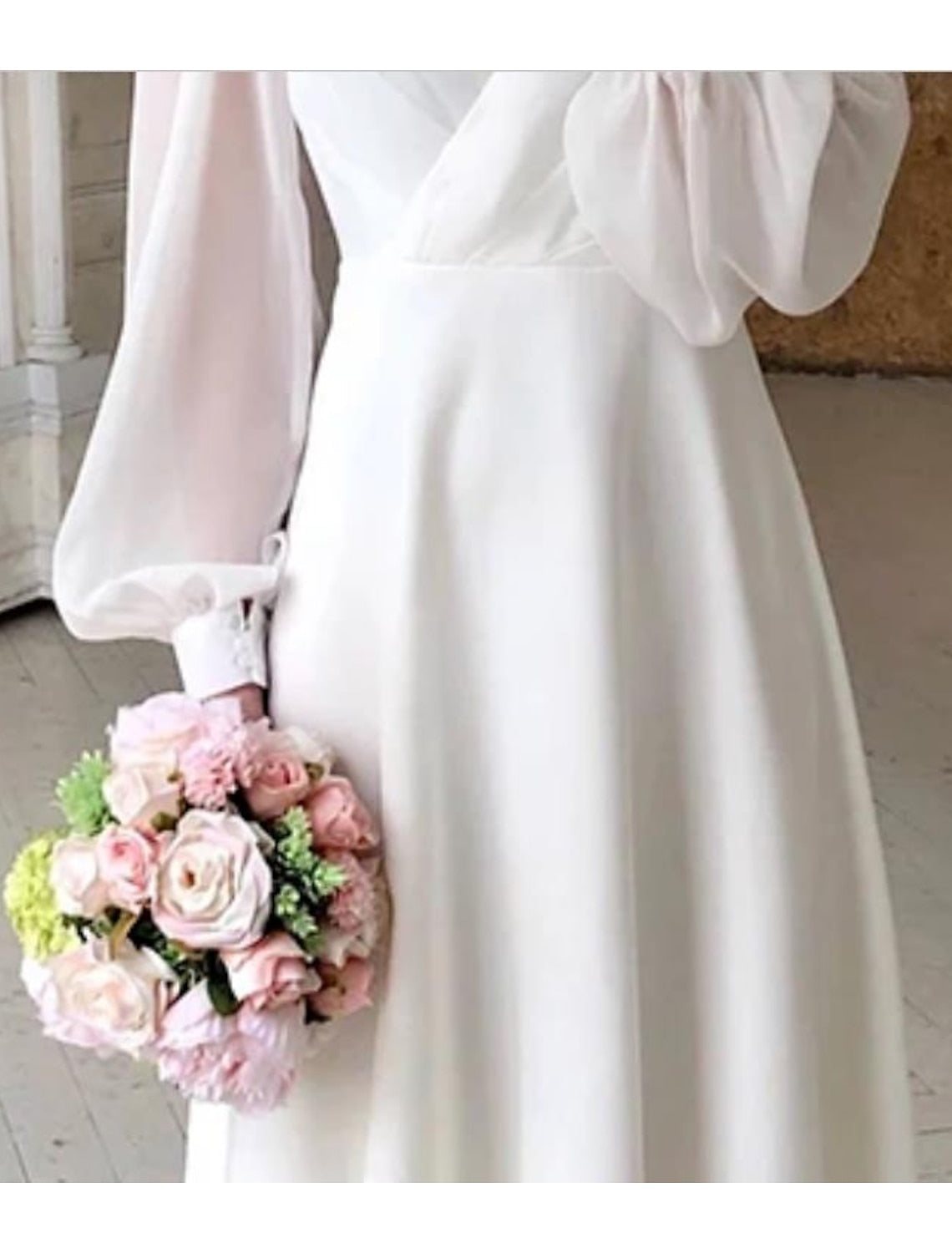 Elegantes Damen Hochzeitskleid Langarm Brautkleid
