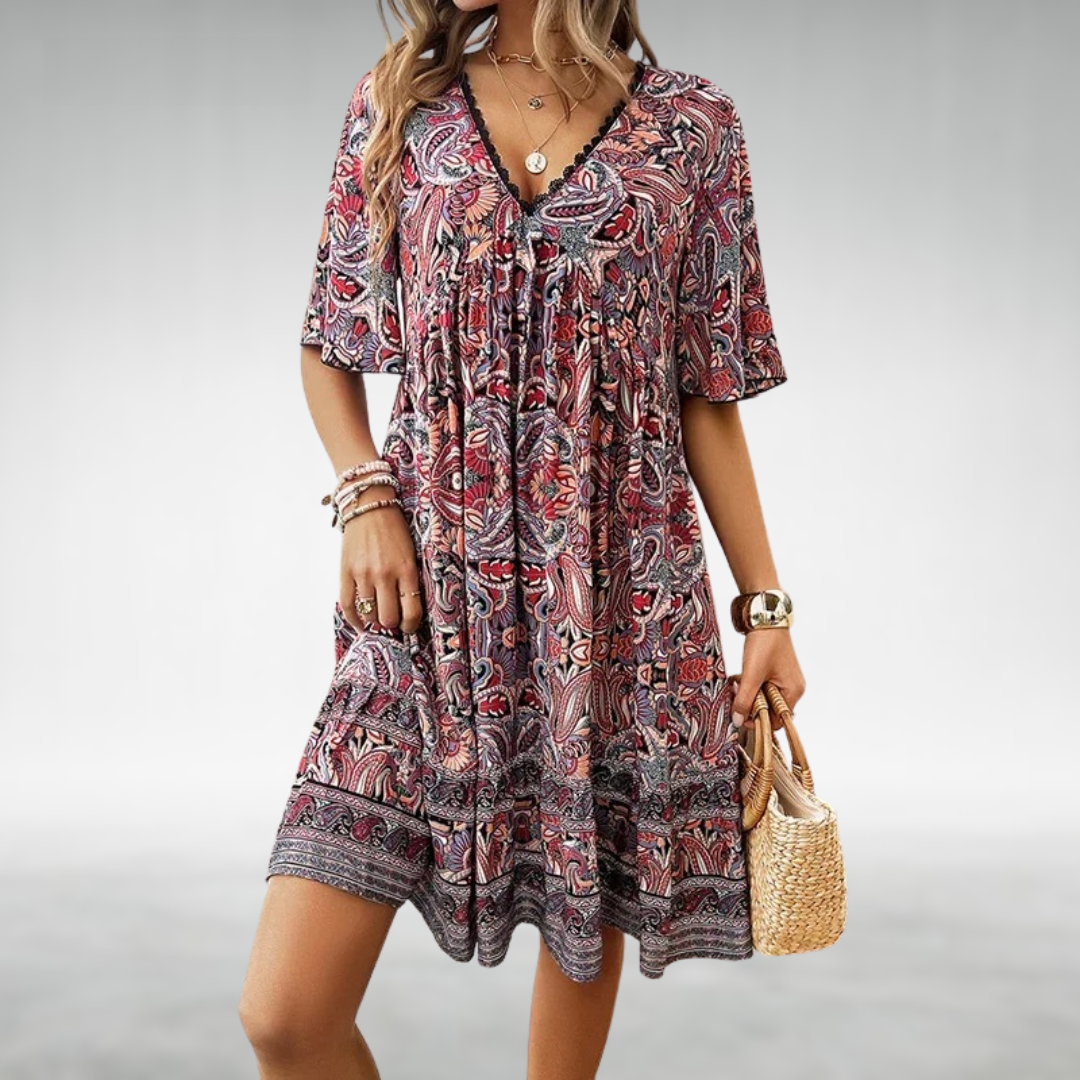 Damen Sommerkleid Paisley Minikleid