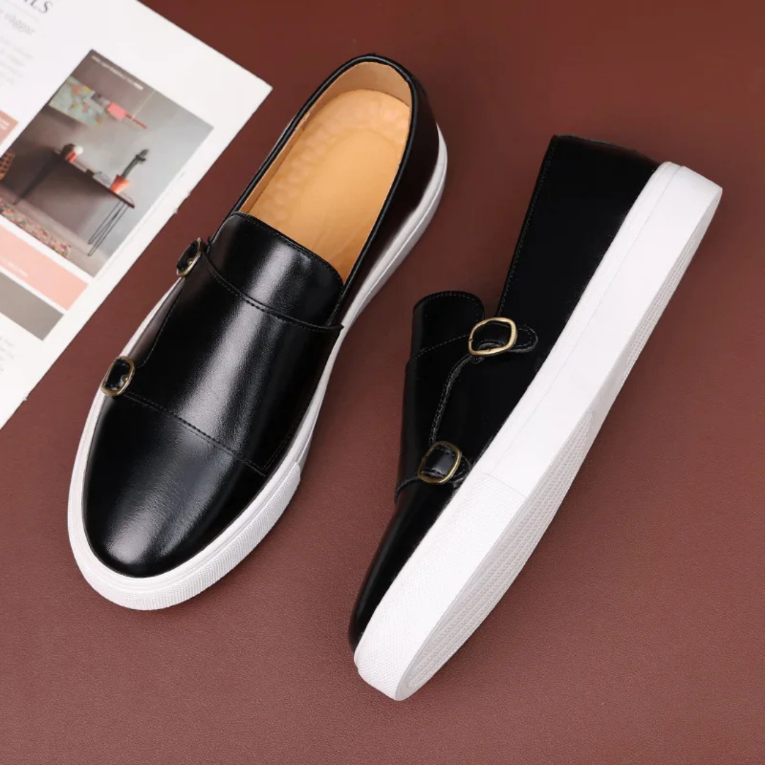 Herren Slip-On Loafer Braun Double Monk Schnalle