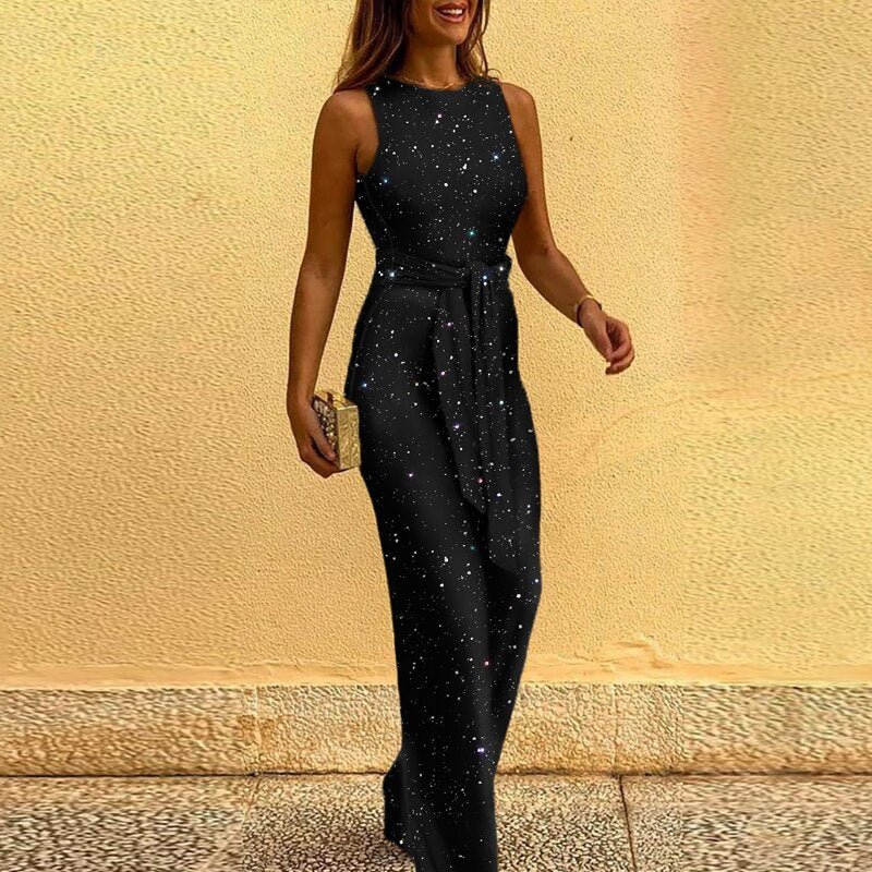 Damen Pailletten-Jumpsuit Elegant Party