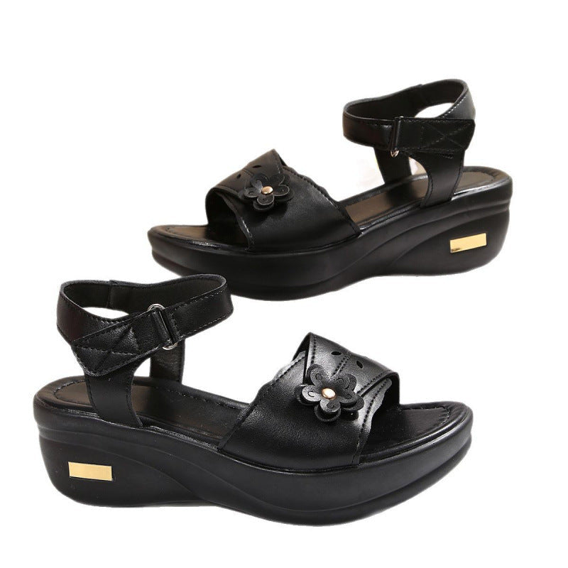 Damen Wedge-Sandaletten Komfortabel Blumenmuster Sommer Schuhe