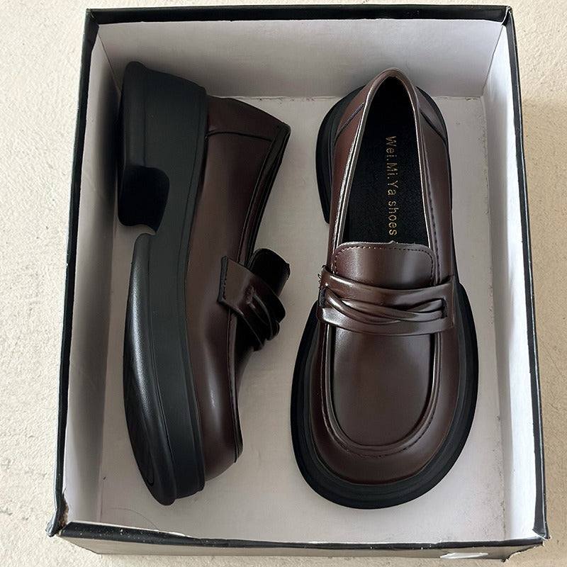 Damen Plateau Loafers Robust Leder