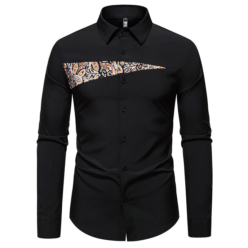 Herren Langarmhemd Paisley-Design Modern
