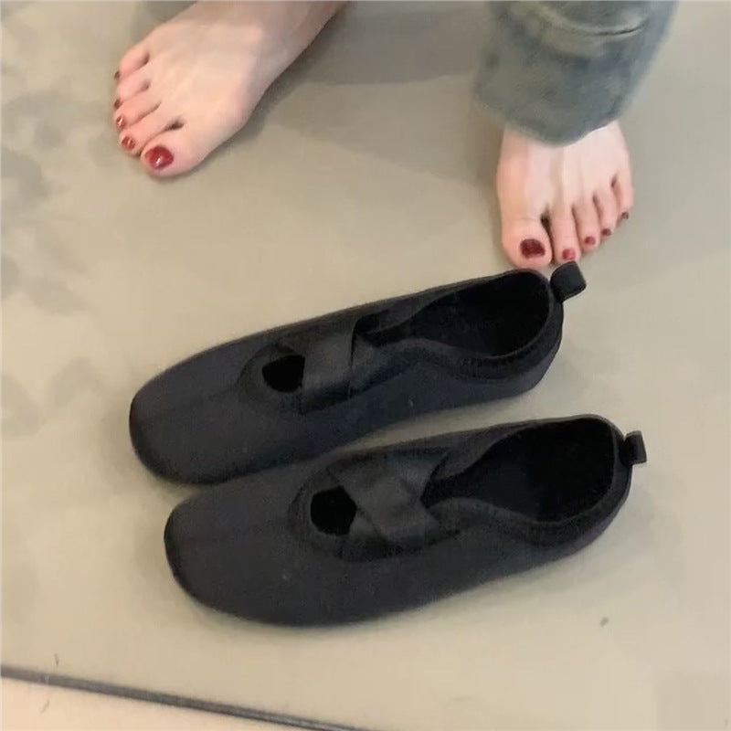 Damen Ballerinas Kreuzriemen Bequem