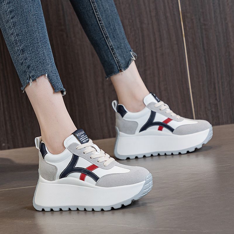 Damen Plateau Sneaker Sportlich Rutschfest Bequem