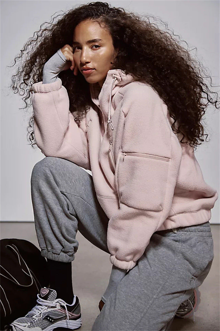 Damen Fleecejacke Oversized Modern Kragen