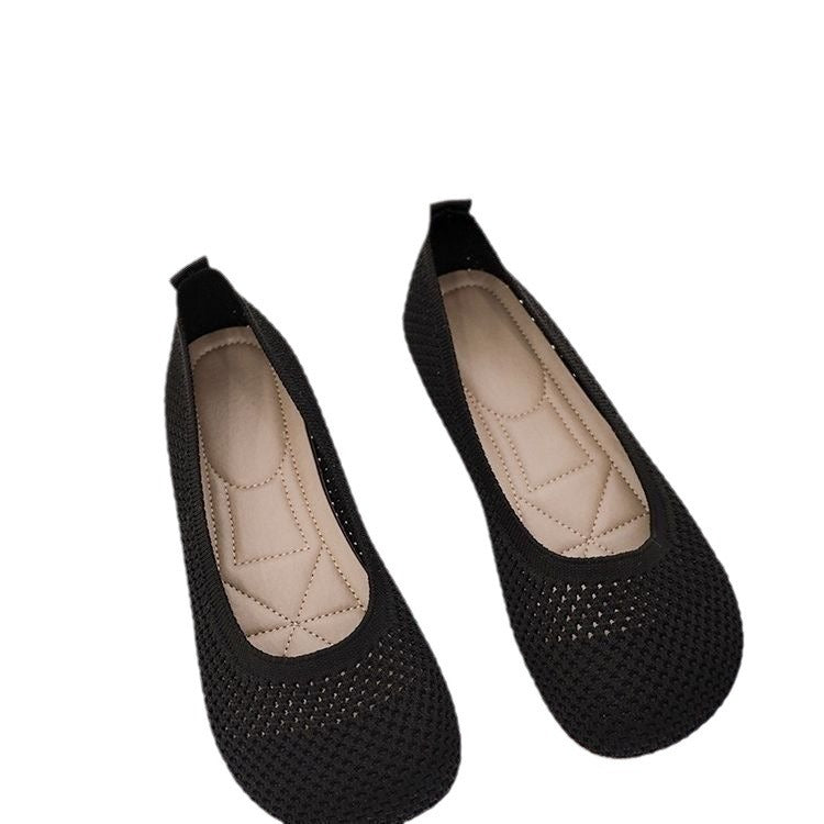 Damen Ballerinas Weich Atmungsaktives Leder Komfortschuhe