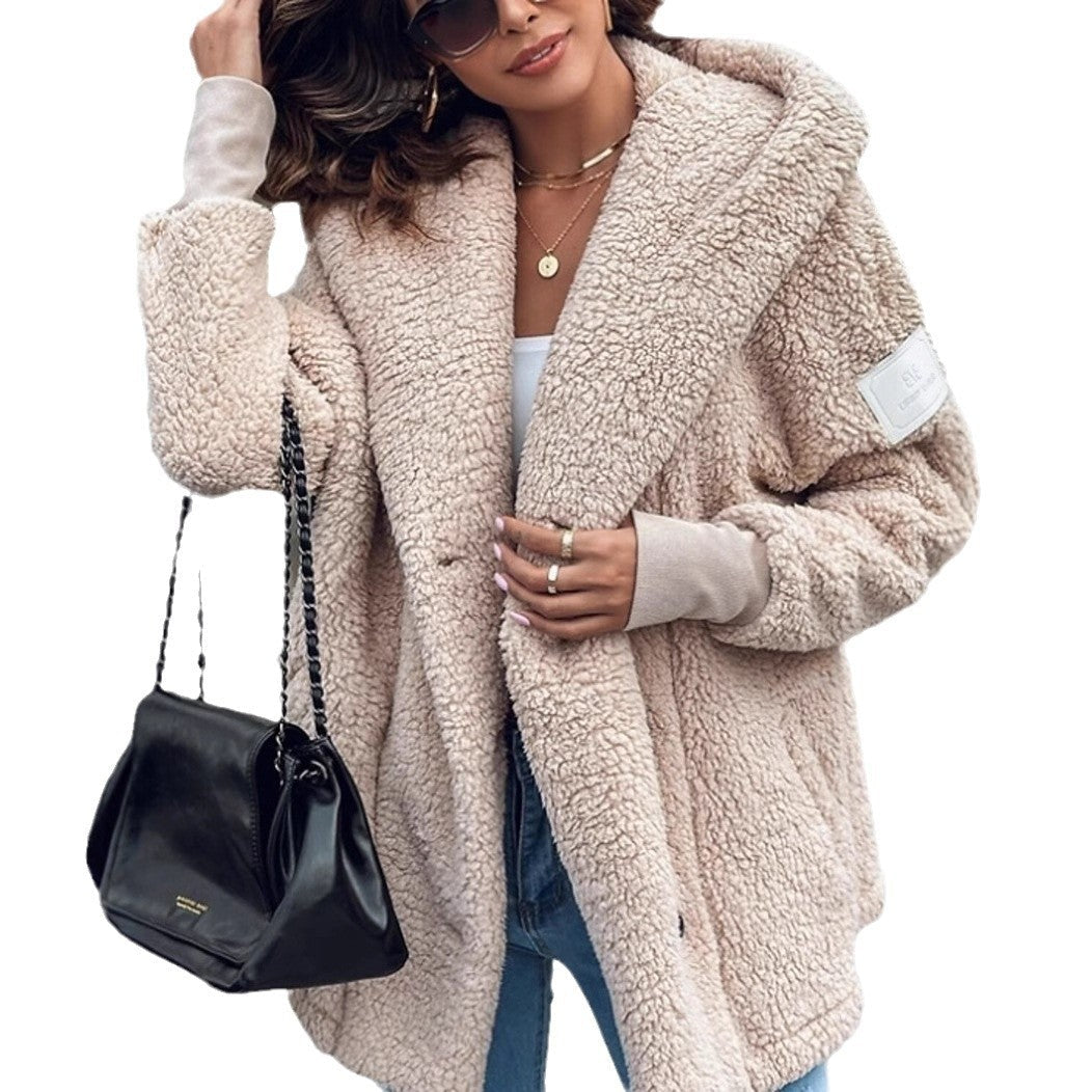 Damen Teddyjacke Oversized Flauschig Mit Taschen