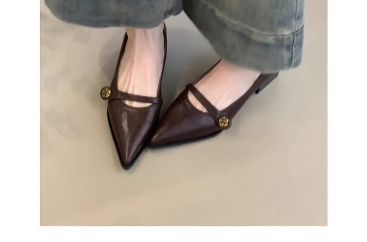 Damen Slingback Schuhe mit Riemen Gold Dekor