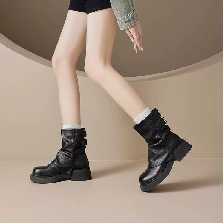 Damen Stiefeletten Komfortabel Leder