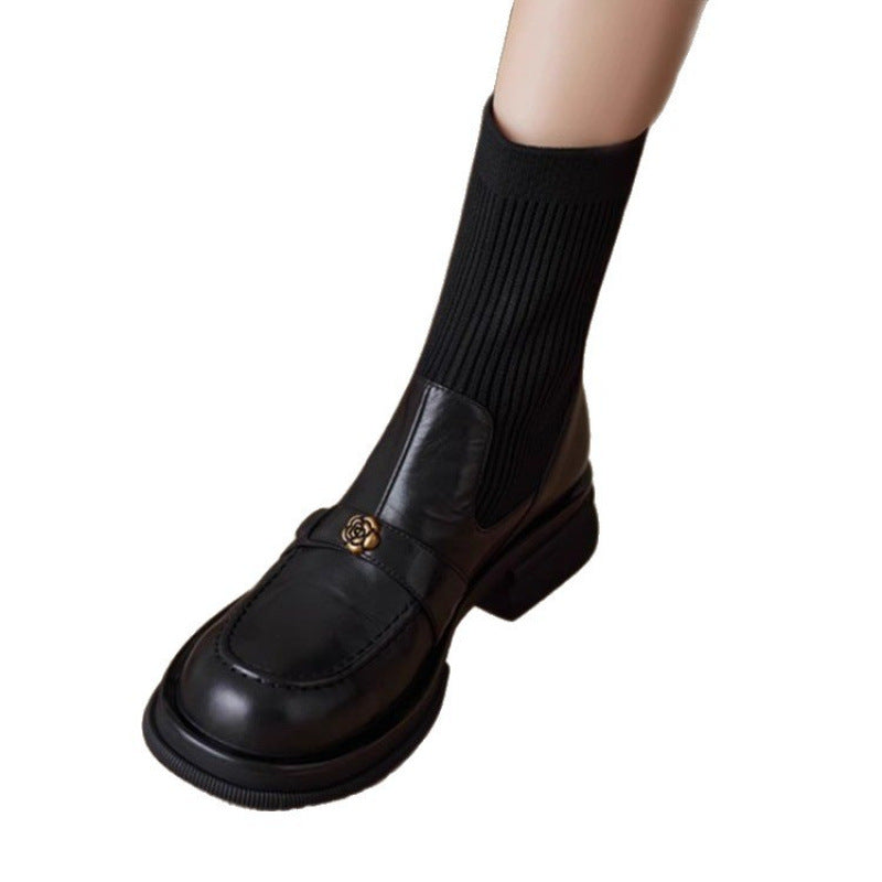 Damen Stiefel Atmungsaktiv Warm Strickdetail