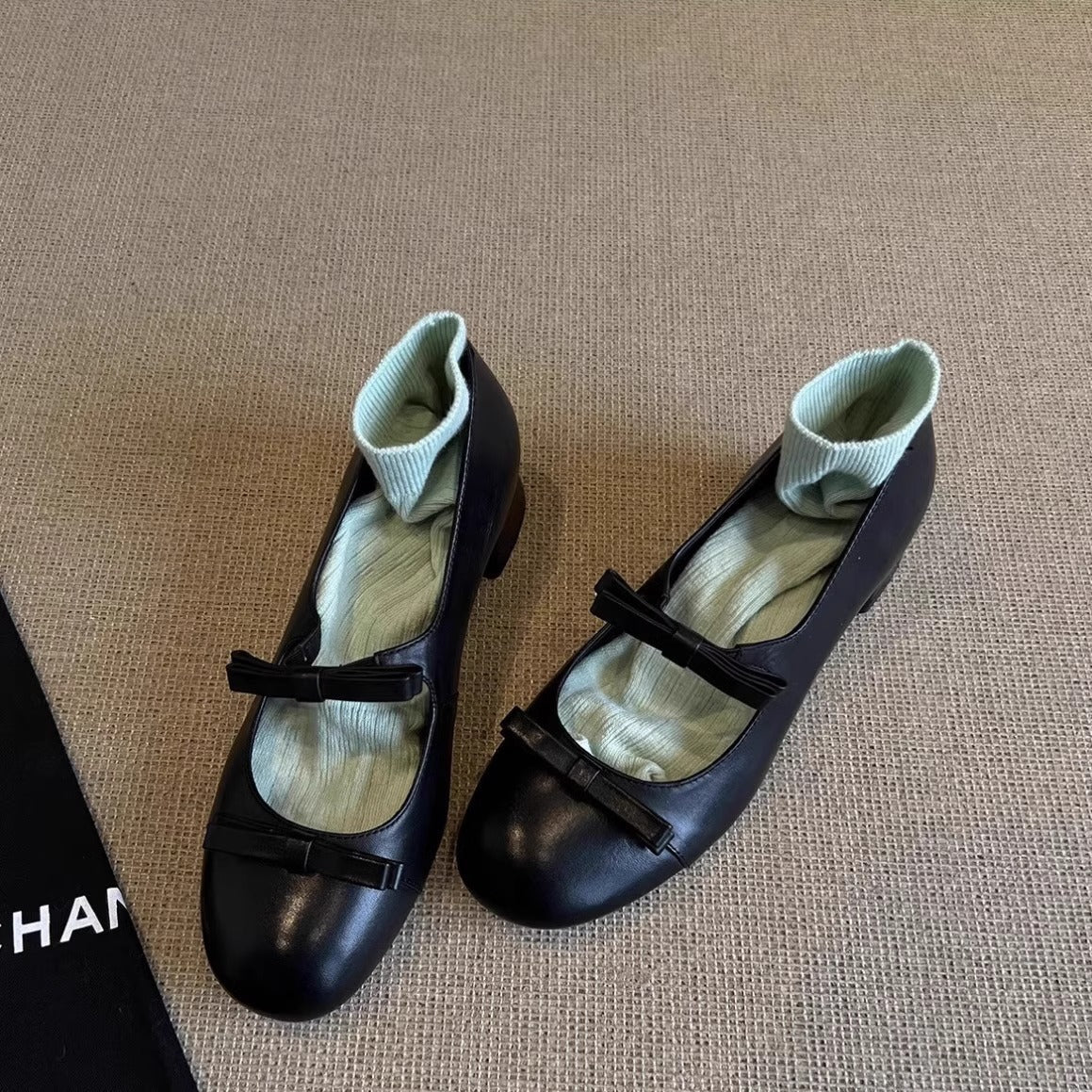 Damen Ballerinas Bequem Mit Schleifen Detail