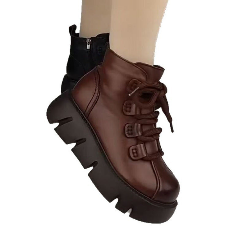 Damen Stiefeletten Warm Schnürstiefeletten Robuste Sohle
