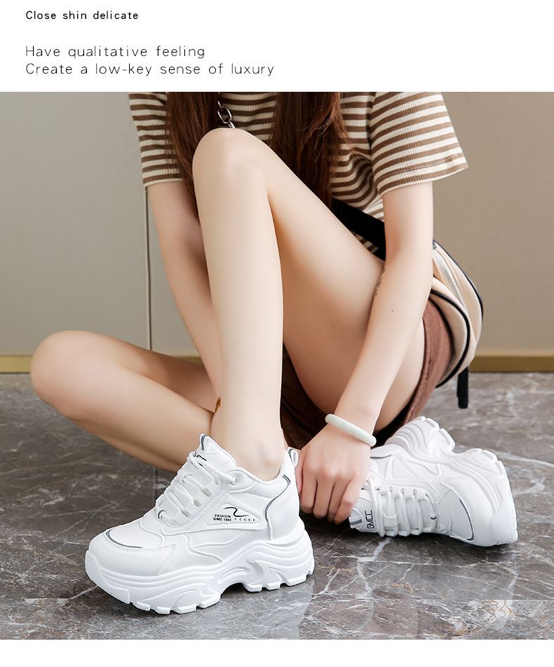 Damen Chunky Sneaker Atmungsaktives Obermaterial Sportlich Weite Sohle