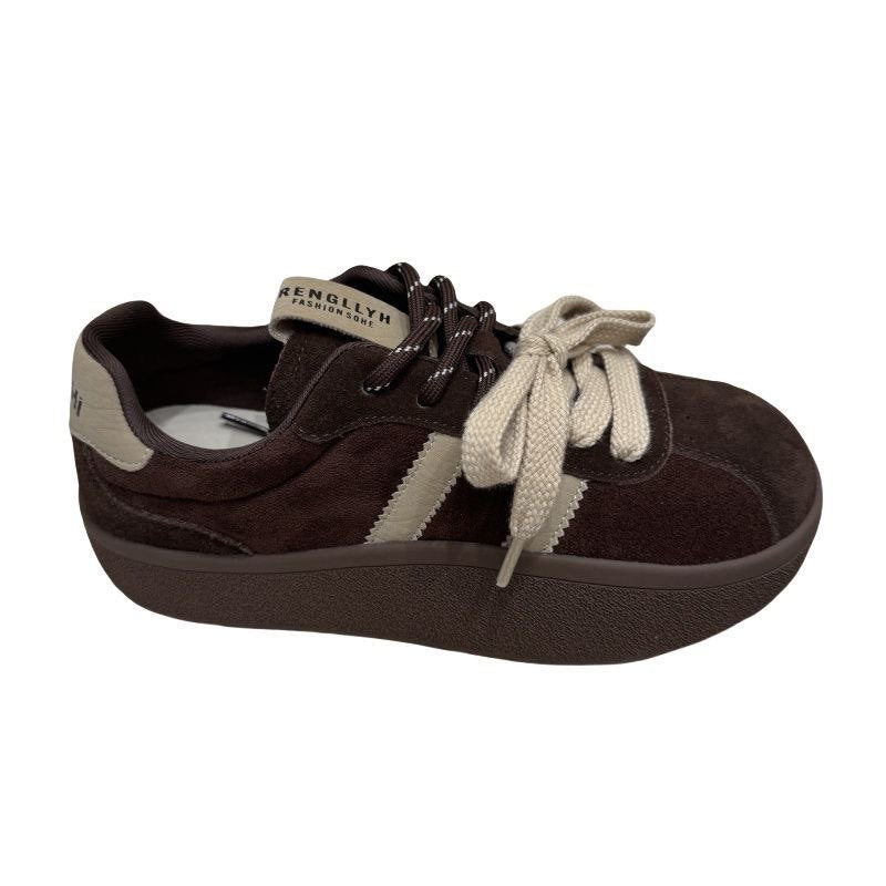 Damen Sneaker Weiches Wildleder Dicke Sohle