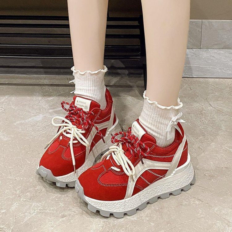 Damen Hochplateau Sneaker Sportlich Trendy