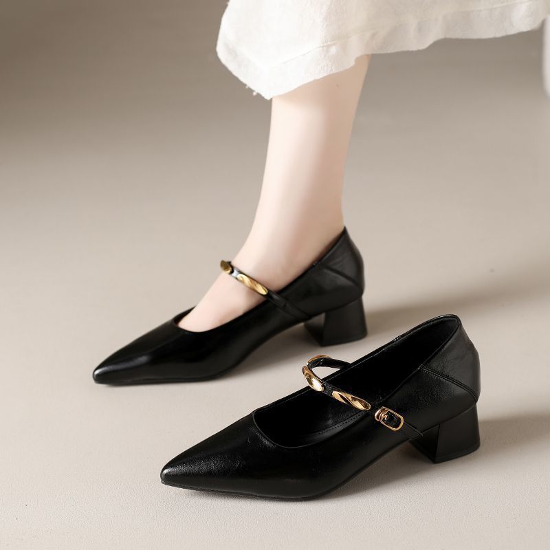 Damen Pumps Blockabsatz Kettenriemen Elegant
