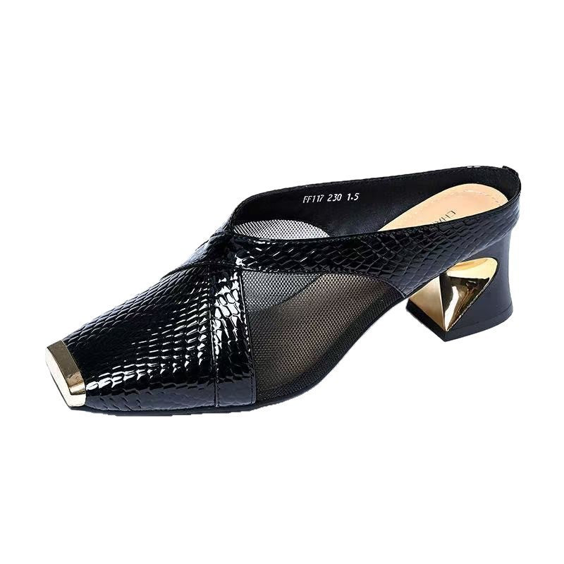 Damen Sling Pumps Atmungsaktives Mesh Offene Zehen Glänzend - Norvielle