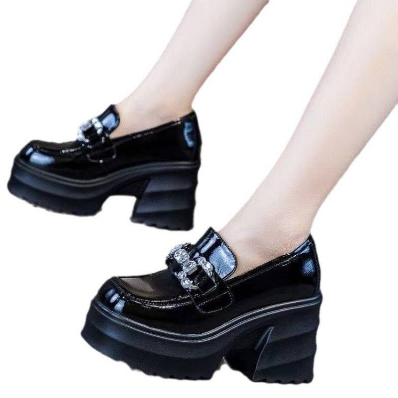 Damen Plateau Schuhe Hoch mit Ketten Dekor