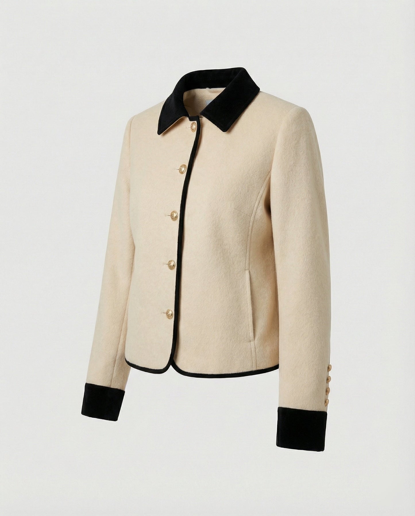 Damen Tweedjacke Wollmix Braun Mit Brusttasche