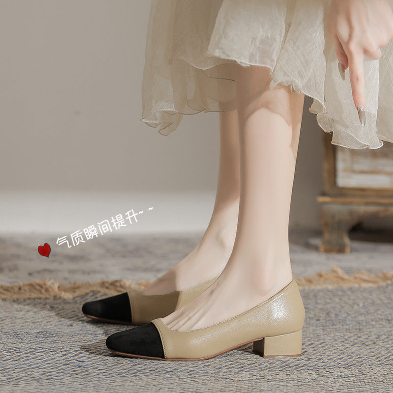 Damen Ballerinas Komfortabel Elegant 3cm Blockabsatz