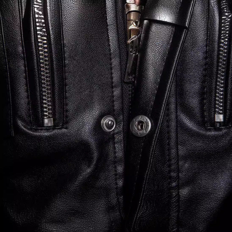 Herren Lederjacke Lang Mit Taschen