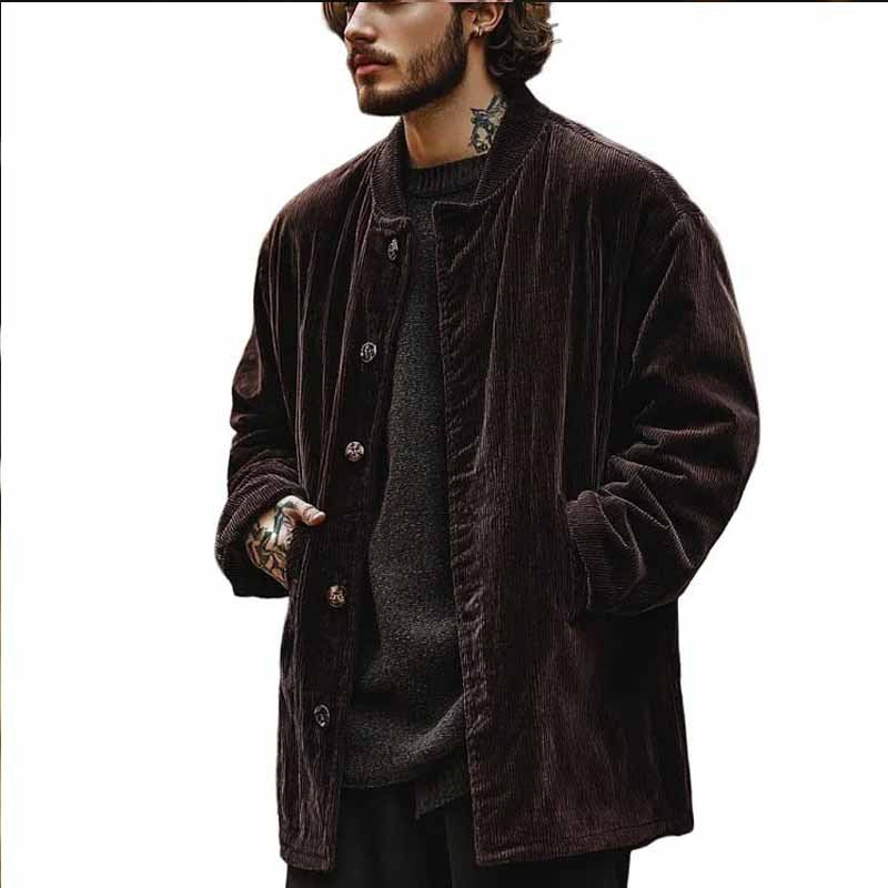 Herren Samtjacke Knopfverschluss Taschen