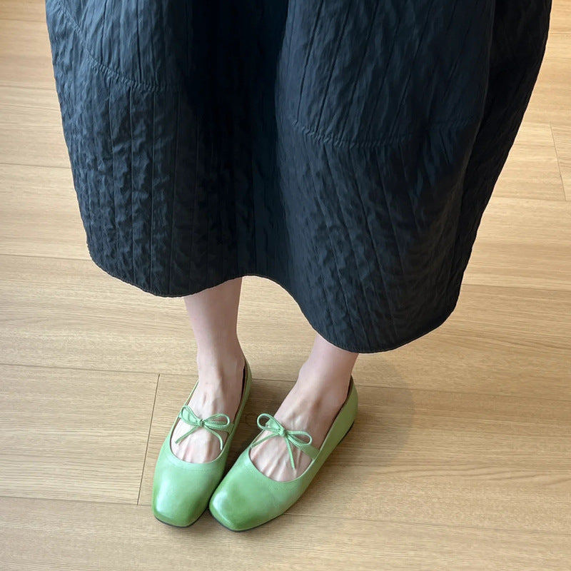 Damen Ballerinas Elegantes Leder Bequem