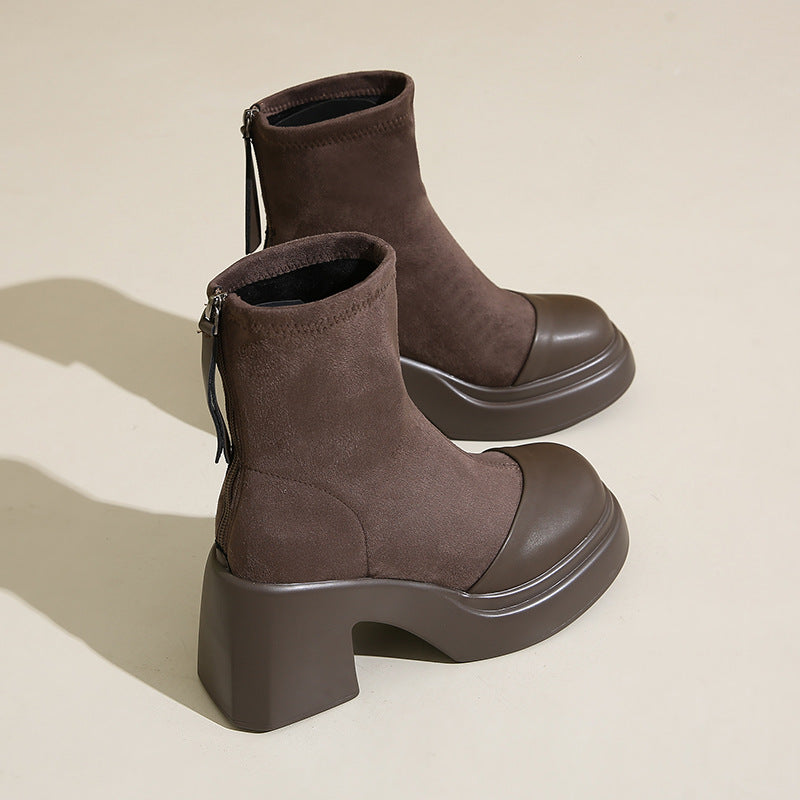 Damen Stiefeletten Elastisch Modisch Blockabsatz