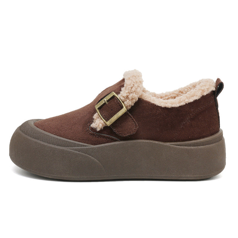 Damen Slipper Flauschig Warm Schnalle