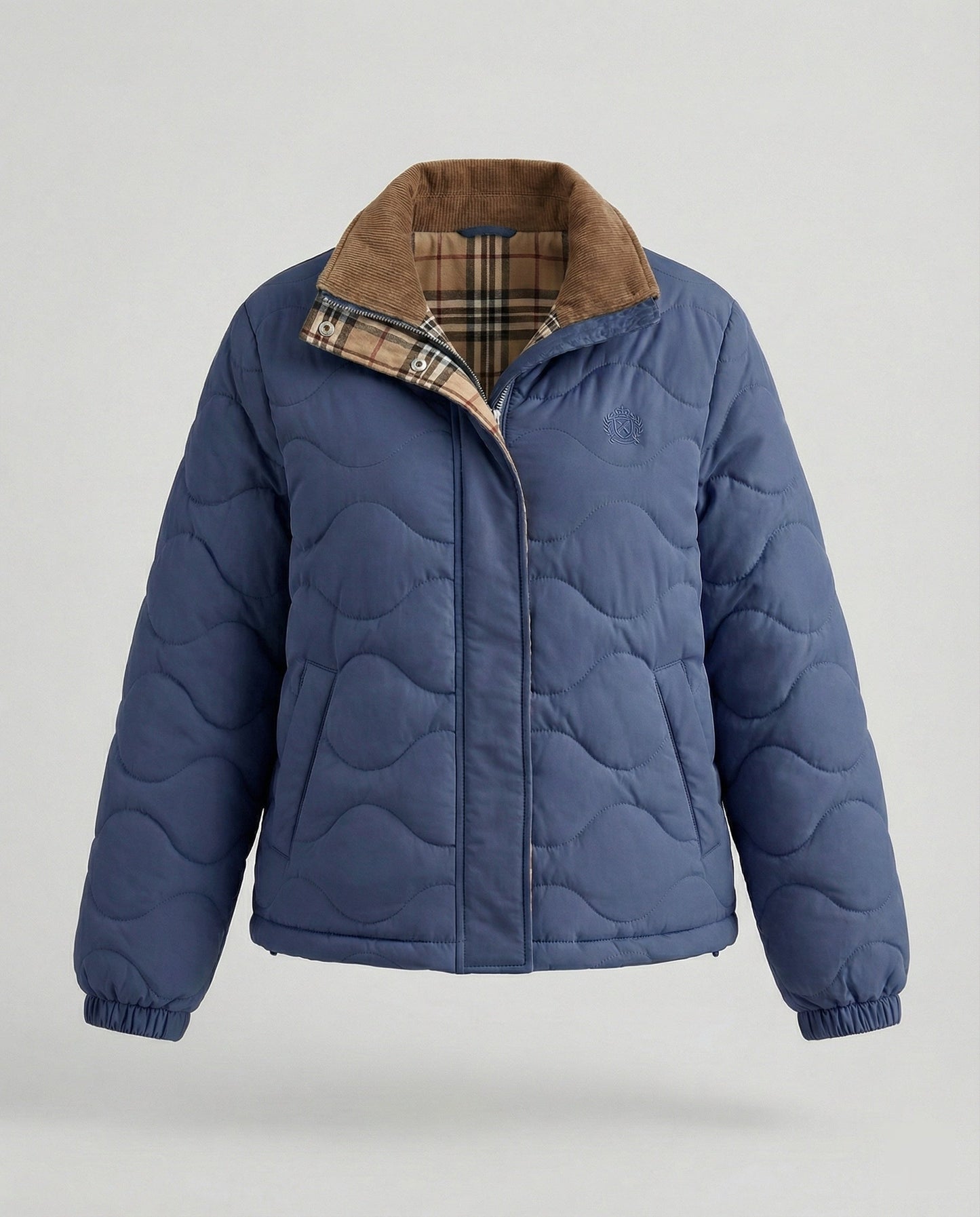 Damen Steppjacke Warm Winter Mantel Cord Reverskragen