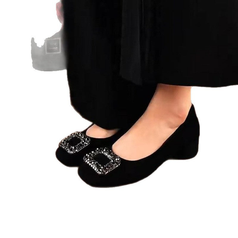 Damen Ballerinas Elegant Strass Schließe