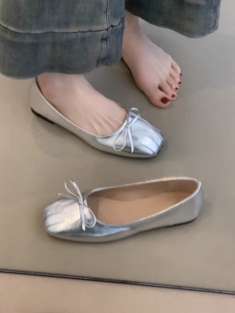 Damen Ballerinas Komfortabel Plissee Elegantes Design