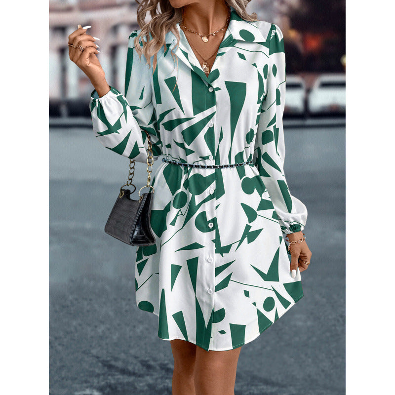 Damen Kleid Geometrisch Modern Knopfverschluss