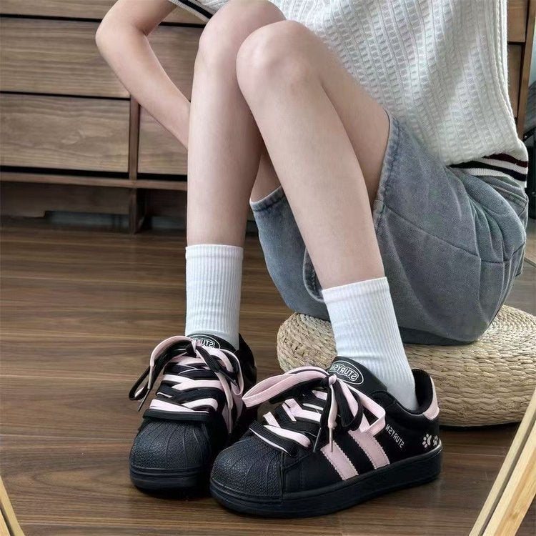 Damen Sneaker Retro Sportlich Schnürsenkel