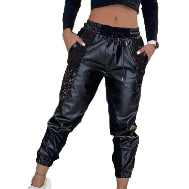 Damen Jogginghose Elastisch Spitzeinsätze