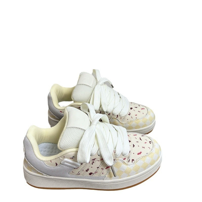 Damen Sneaker Karomuster Bequem Gummisohle