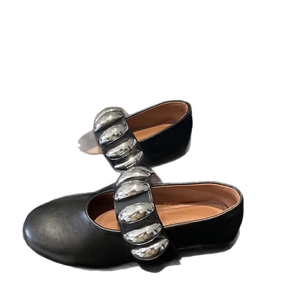 Damen Ballerinas mit Metallriemchen Elegantes Design