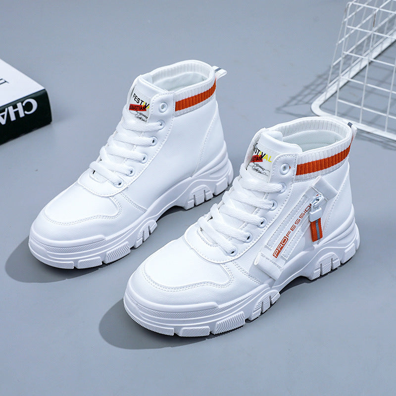Damen Hoch Sneaker Atmungsaktives Material Reißverschluss