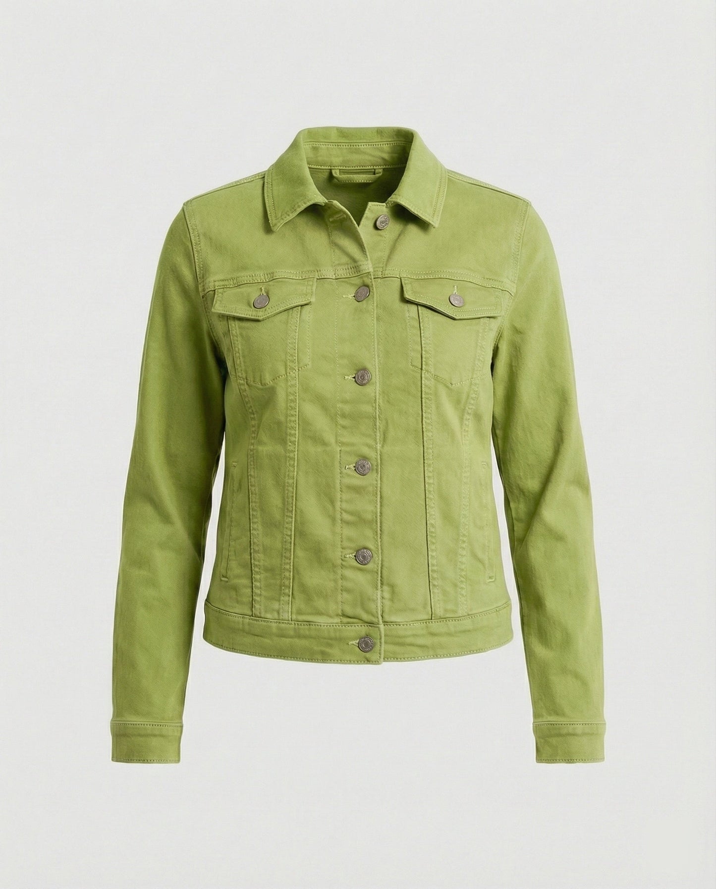 Damen Jeansjacke Kurz Mit Brusttaschen