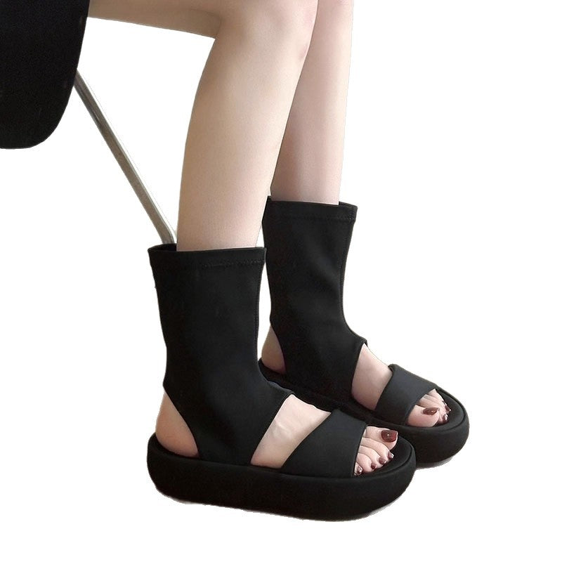 Damen Sandalen Elastisch Chunky Sommer Bequem
