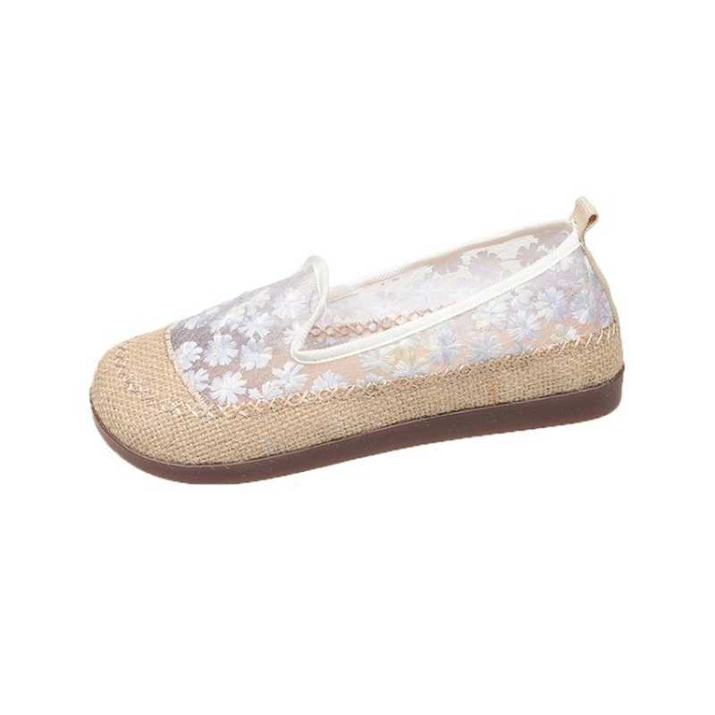 Damen Ballerinas Slip-On Blumenmuster Rutschfest Bequem